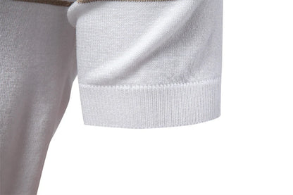 ‌2025 Men's Slim Fit Solid & Striped Business Casual Polo Shirts Breathable Short Sleeve Comfort Top for Office Social Summer