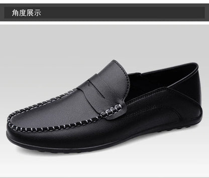 Men's fashion leather shoes Four Season new plus size casual soft sole white shoes anti slip outdoor business dress leather shoe