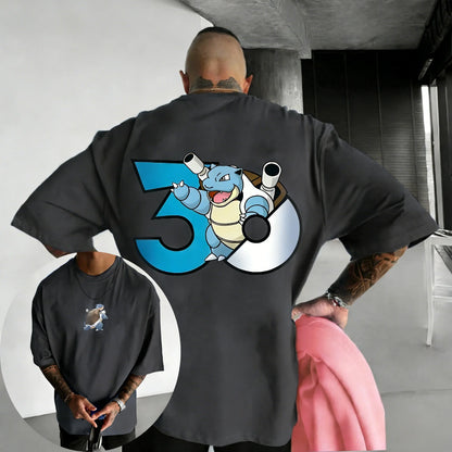 2026 30th Anniversary Blastoise Printed Cotton T-shirt Summer New Men's and Women's Loose Casual Hip Hop Trendy Short Sleeve Top