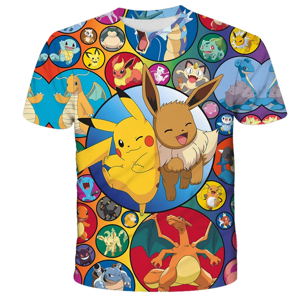Anime Chilren's T-shirts Kids 3D T-shirts Boy's Clothing Boys Girls Short-sleeved Travel Parent-child Clothing
