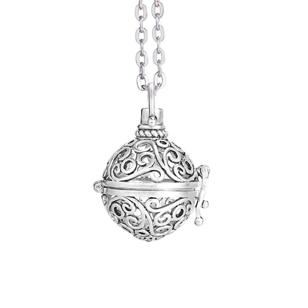 Music Chime Mexico Angel Ball Caller Locket Necklace Antique Vintage Pregnancy Essential Oil Diffuser Aromatherapy Necklace
