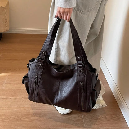 Daily Business Commuting Large Capacity Tote Hand Bags Soft Pu Leather Shoulder Bags for Women Zipper Women's Handbags Quality