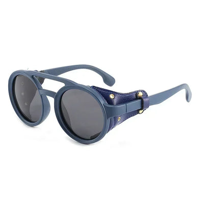 Sunglasses Men Women Classic Sun Glasses With Side Leather Round Eyewears
