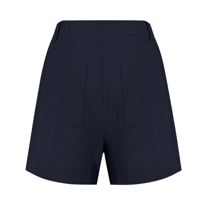 Cotton Linen Solid Shorts For Women Button High Waist Summer Loose Casual Pockets Shorts Female Pants Women Clothing