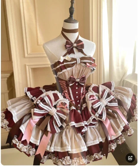 Girls Birthday Lolita Dress 2024 Spring and Summer Women's Tube Top Satin Bowknot Slim Pettiskirt Short Mini Party Dress