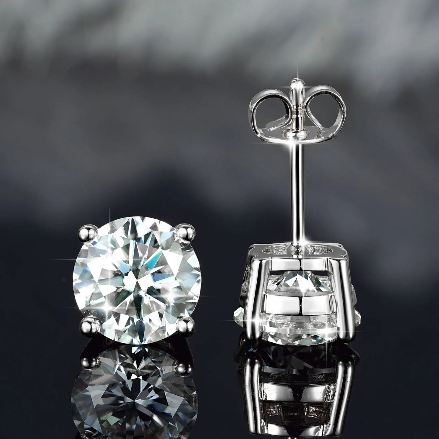 0.5/1/2 CT Real D VVS1 White Black Green Moissanite 100% 925 Sterling Silver Stud Earrings Sparking Fine Jewelry For Women