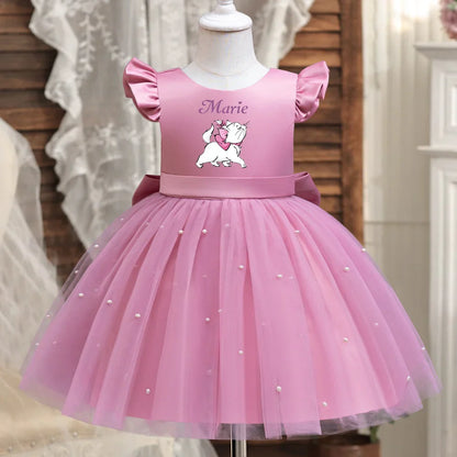 Toddler Girl Red Princess Dress Baby Girl 1st Birthday Party Tutu Gown Backless Bow Beading Xmas Costume