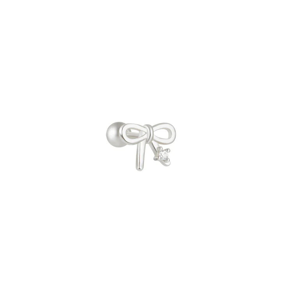 1PC 925 Sterling Silver Crown Horse Eye Zircon Heart Flat Head Cartilage Piercing Stud Earring For Women Claasic Earring