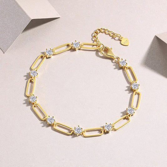 4mm Moissanite Bracelet For Women 18K Gold Plated 925 Silver D Color Lab Created Diamond Bracelet Anniversary Gift