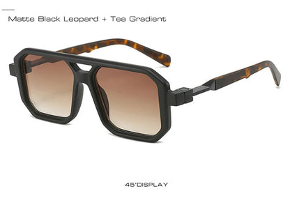 New Double Bridges Square Sunglasses Women Fashion Gradient Shades UV400 Retro Polygon Men Sun Glasses