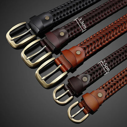Luxury Men's Pin Buckle Braided Belt High Quality Braid Vintage Belt For Men's Casual Jeans Belt
