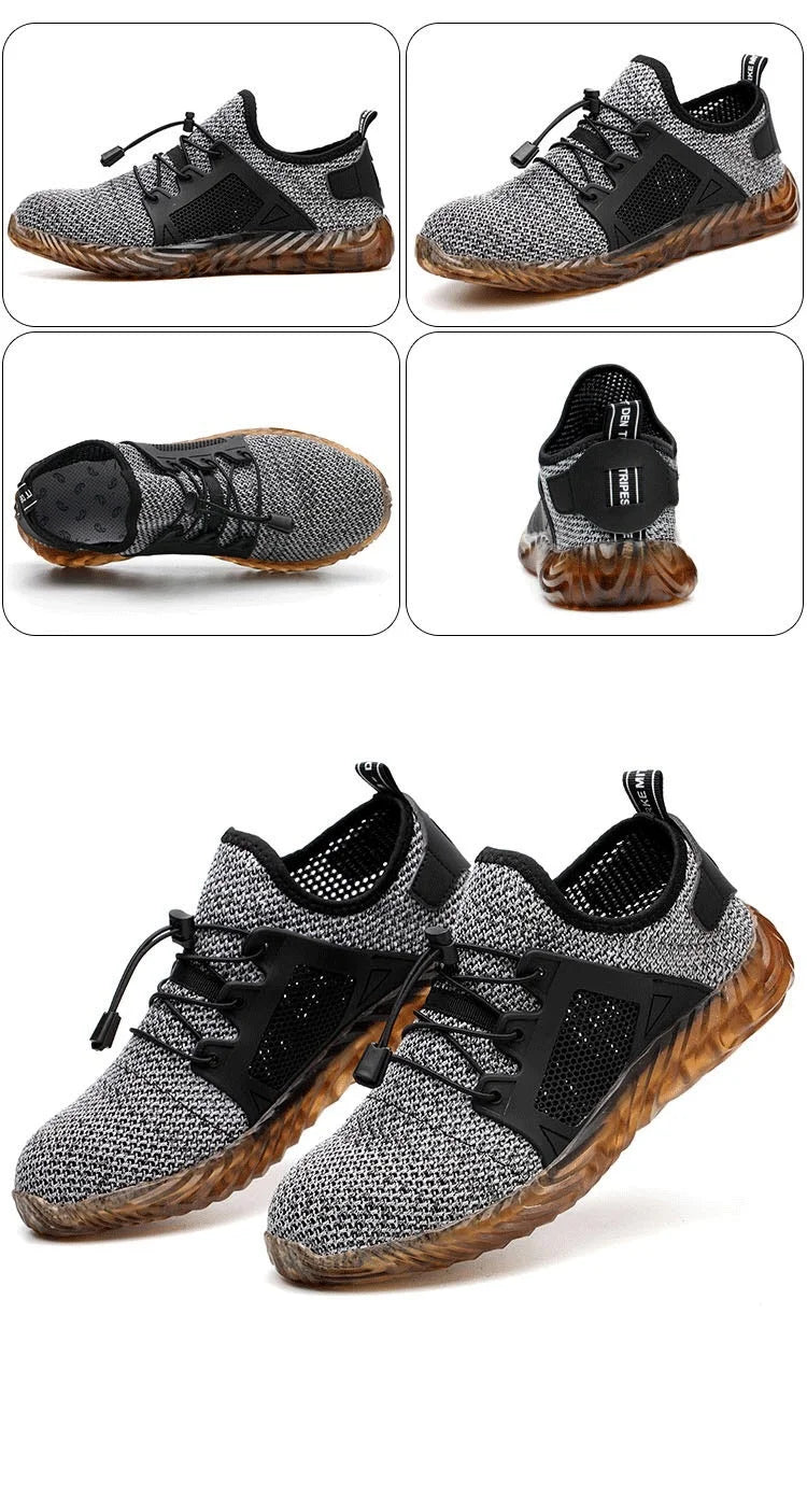 Summer Steel Toe Cap Safety Work Shoes for Men Anti Smashing Anti Puncture Hollow Out Light Breathable Sneaker Women Boots