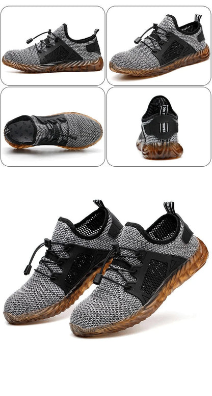 Summer Steel Toe Cap Safety Work Shoes for Men Anti Smashing Anti Puncture Hollow Out Light Breathable Sneaker Women Boots