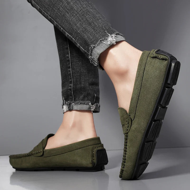 Sapatos Masculinos Casuais de Camurça, Respiráveis, de Couro, Loafers Masculinos, Slip-on, Sapatos de Dirigir Masculinos, Marca de Luxo, Sapatos Náuticos Confortáveis