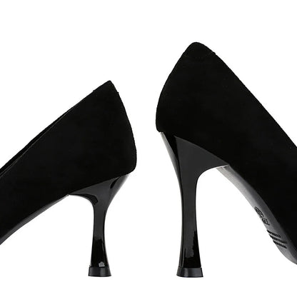 Autumn Simple Elegant 10cm 7cm High Heels Stiletto Womens Shoes Pointed Black Etiquette Professional Single Shoes Wedding Shoes