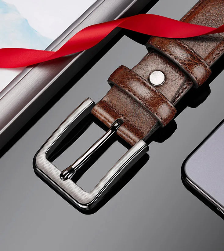 High-quality genuine leather men's belt with buckle, casual and business belt, masculine design, fashion novelty 2