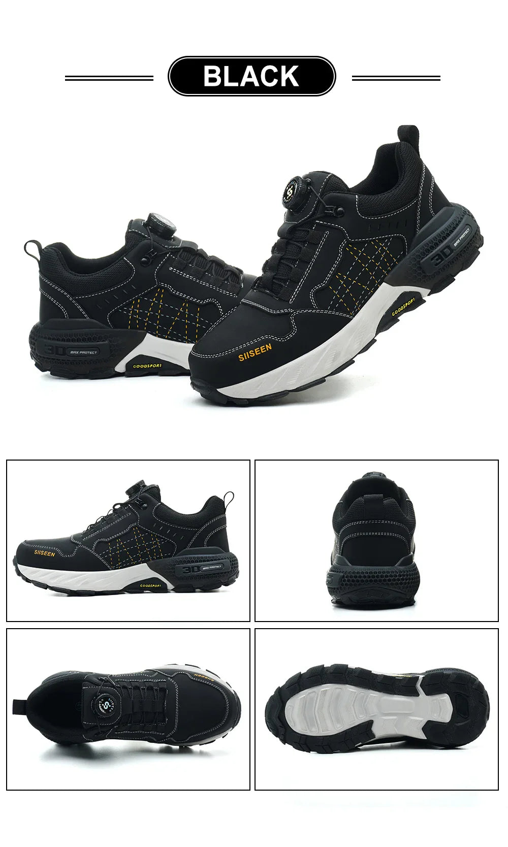 Men's Safety Shoes Steel Toe Anti- Crush Kevlar Fashion Outdoor Work Boots Industrial Workshop Button Style Footwear