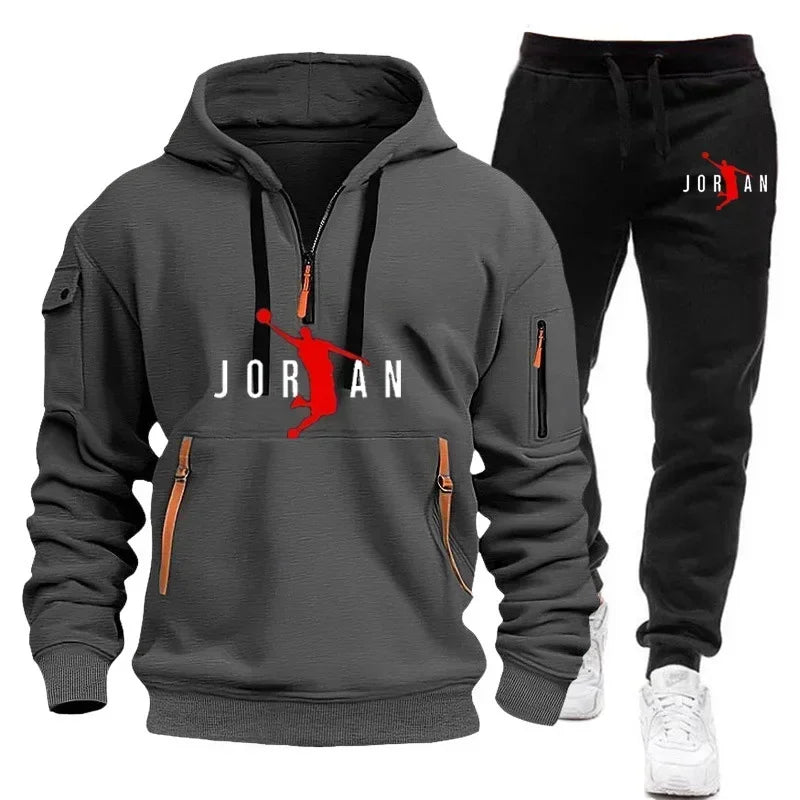 2025 New Autumn and winter new trend men's blazer + Tracksuit pants Fashion casual jogging print sportswear outdoor sportswear