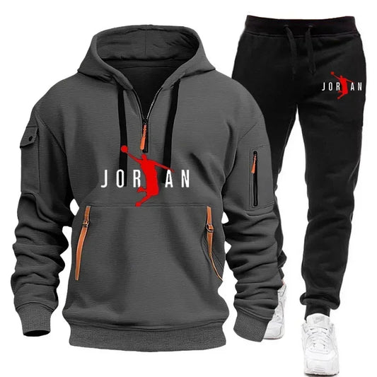 2025 New Autumn and winter new trend men's blazer + Tracksuit pants Fashion casual jogging print sportswear outdoor sportswear