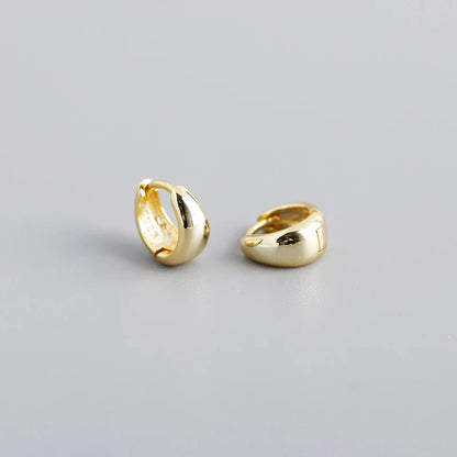 925 Sterling Silver Simple Wide Huggies Gothic Hoop Earrings for Women European Unisex Piercing Rock Jewelry Ear Buckles