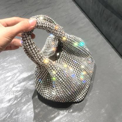 Shiny Crystal Clutch purse bucket Shoulder bag rhinestone Handmade purses and handbags luxury Designer Evening clutch Bag Purse