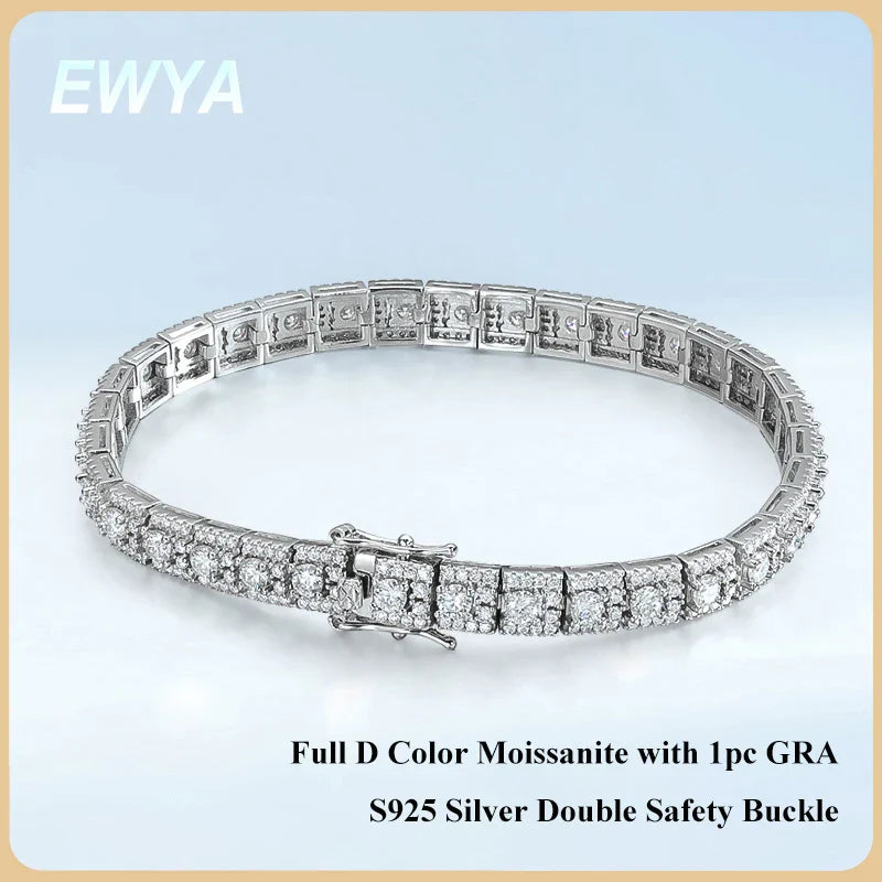 GRA Certified Full Moissanite Diamond Tennis Bracelet D Color For Woman Man 925 Silver Couple Chain Bangle Bracelets Gift