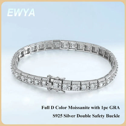 GRA Certified Full Moissanite Diamond Tennis Bracelet D Color For Woman Man 925 Silver Couple Chain Bangle Bracelets Gift