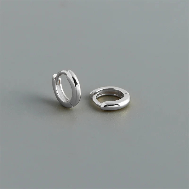 925 Sterling Silver Simple Matte Bohemian Round Ear Buckle for Women Punk Unisex Rock Hoop Earring Jewelry Accessories