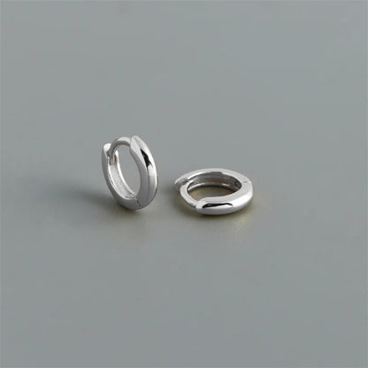 925 Sterling Silver Simple Matte Bohemian Round Ear Buckle for Women Punk Unisex Rock Hoop Earring Jewelry Accessories