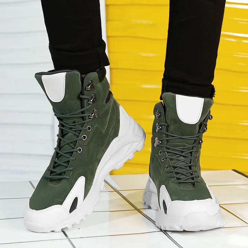 Fashion Men's Boots Comfortable Men Casual Shoes Breathable High Top Sneakers for Men Outdoor Non Slip Mens Ankle Boots Platform