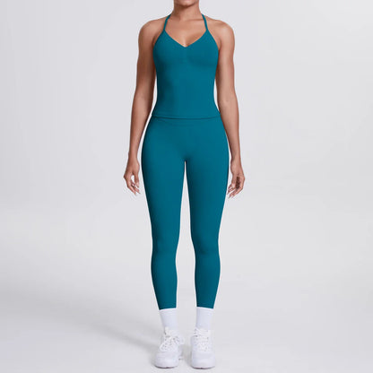 2 Piece Yoga Clothes Women Tracksuit Athletic Wear Pilates Fitness Suit Gym Workout Push Up Clothes Sports Bra Leggings Suit