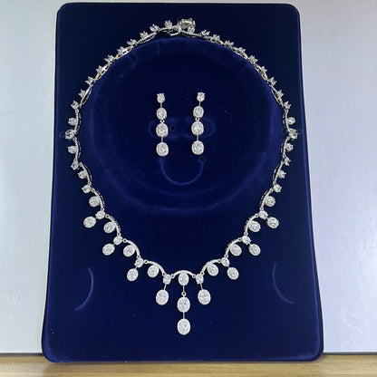 Simple Cubic Zirconia Tassel Water Drop Necklace Europe Bride Wedding Ball Jewelry Set For Women Dinner Party Accessories X0584