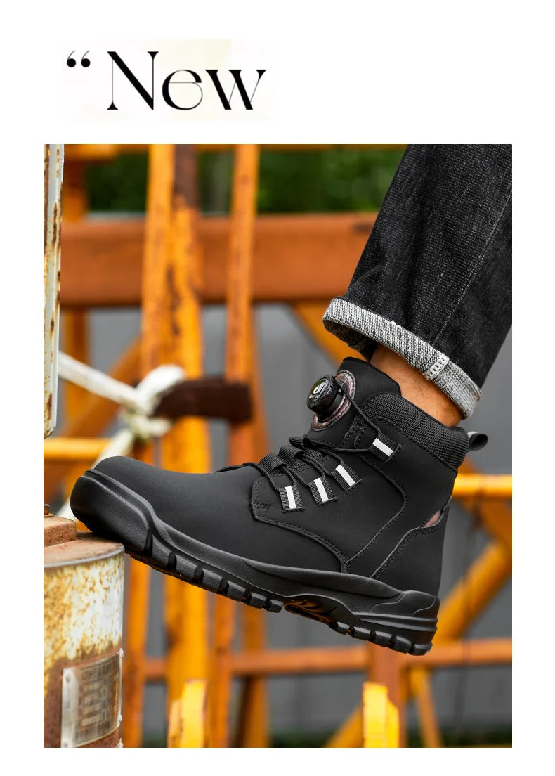 New Rotating Button Safety Shoes for Men Steel Toe Sneaker Non Slip Work Shoes Man Puncture Proof Protective Work Safety Boots