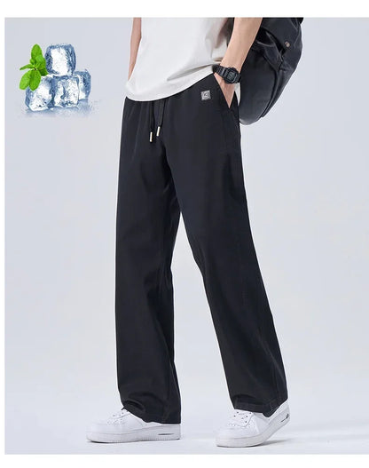 Brand Soft Jeans for Men Spring Thin Draped Comfortable Straight Trousers Drawstring Male Baggy Denim Pants Streetwear