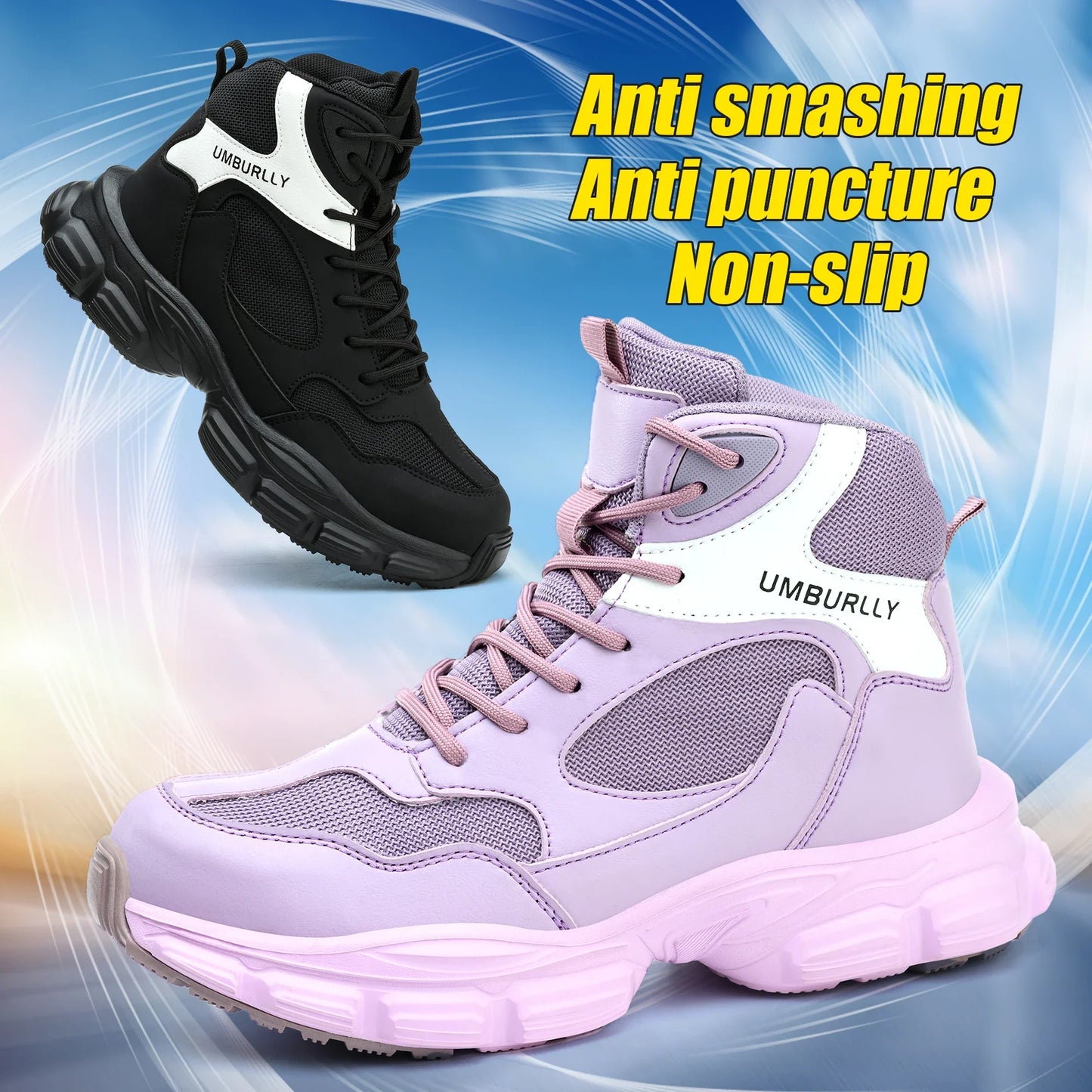 Work Safety Shoes Womens Steel Toe Cap Puncture-Proof Anti-smash Boots Sport Indestructible Boots Wear Lightweight Sneakers