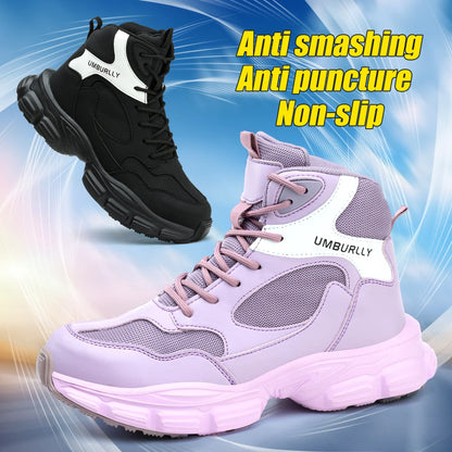 Work Safety Shoes Womens Steel Toe Cap Puncture-Proof Anti-smash Boots Sport Indestructible Boots Wear Lightweight Sneakers