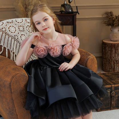 Vestido de Princesa de Aniversário Infantil de Verão UNITIM Vestido de Dama de Honra de Menina Pequena Roupa de Anfitriã de Piano Vestido de Casamento de Dama de Honra para Crianças Vestido de Meninas