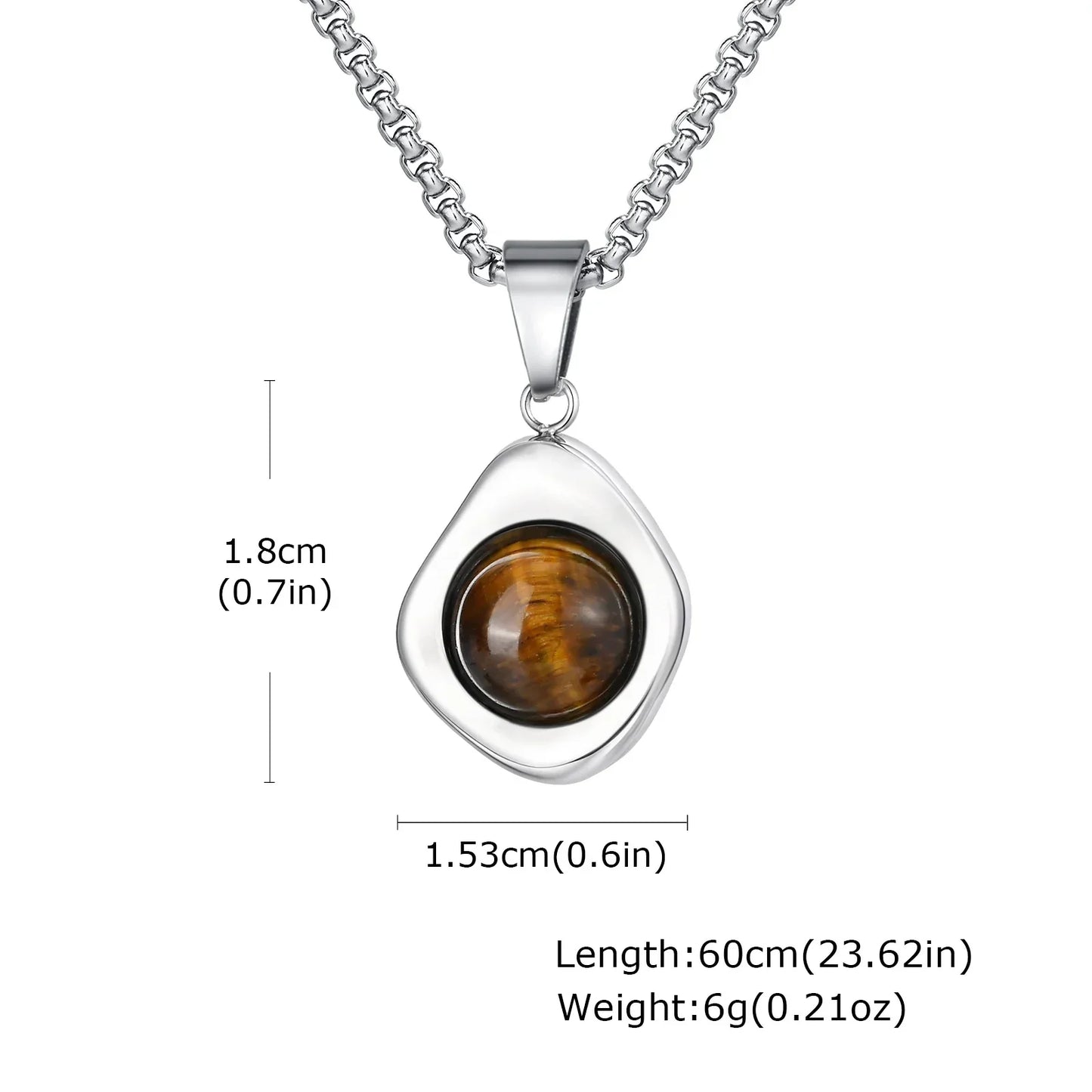 Trendy Pendant Necklaces for Men Boys,Square Natural Stone Stainless Steel Necklaces,Hip Hop Cool Healing Jewelry Gifts