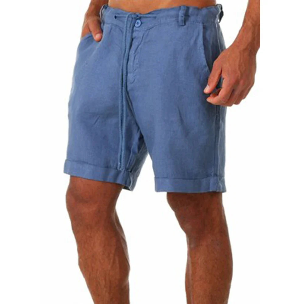 KB New Men's Cotton Linen shorts Pants Male Summer Breathable Solid Color Linen Trousers Fitness Streetwear S-4XL
