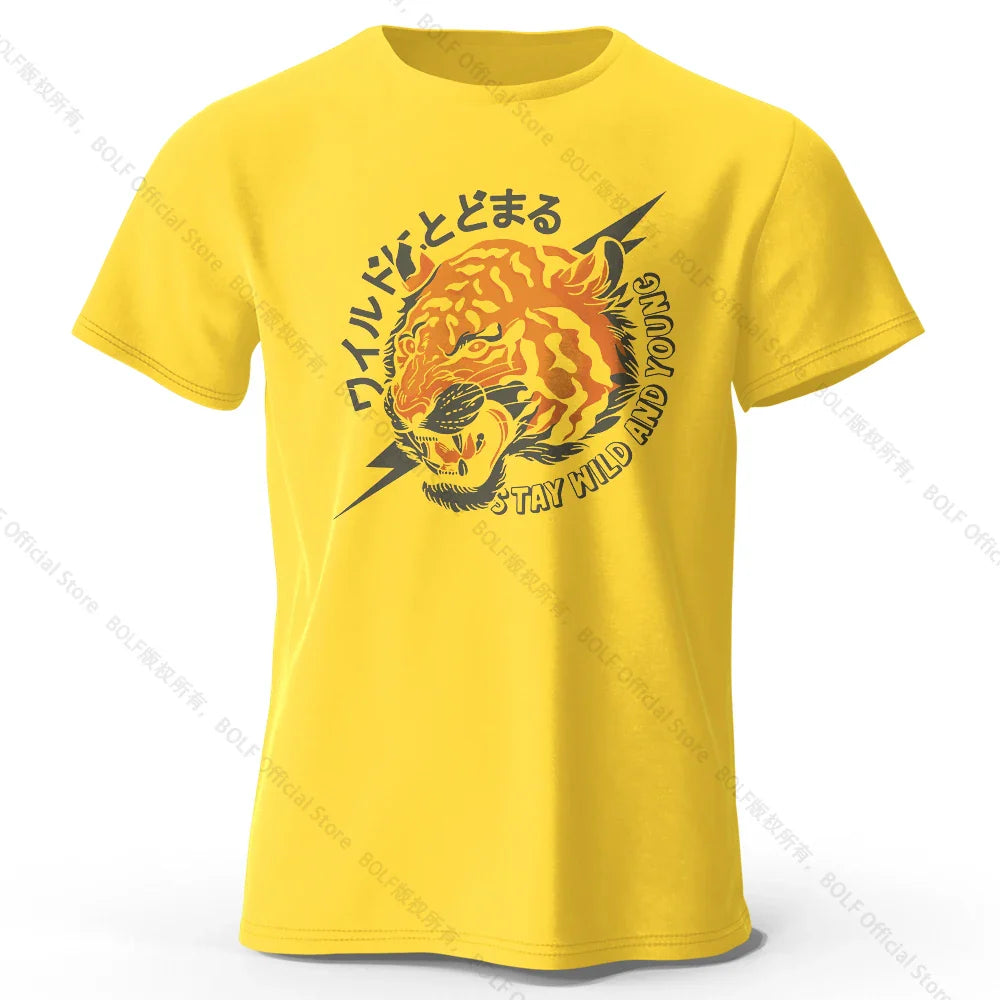 Men's Trust Tiger Printed T-Shirt 100% Cotton Harajuku Oversized Funny Graphic Tees for Men Women Summer Tops