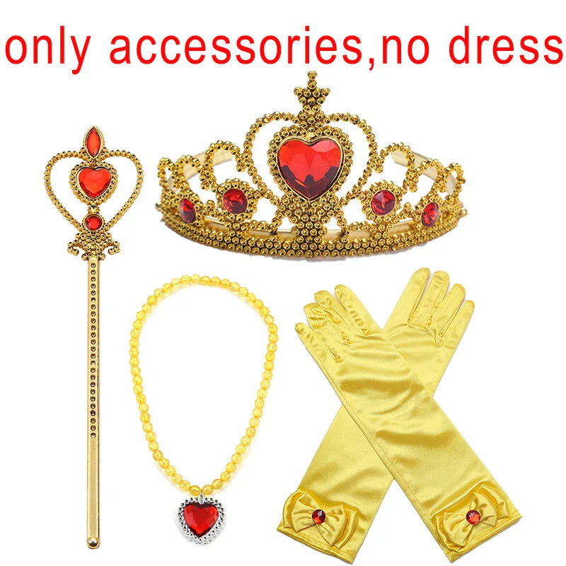 Fancy Girls Belle Halloween Costumes Carnival Cosplay Cartoon Christmas Beauty Party Princess Dress Tulle Birthday Kids Clothing