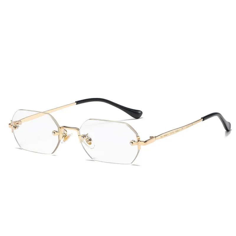Rimless Rectangle Sunglasses – UV400 Gold Frame | Men & Women