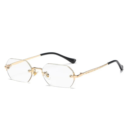 Rimless Rectangle Sunglasses – UV400 Gold Frame | Men & Women