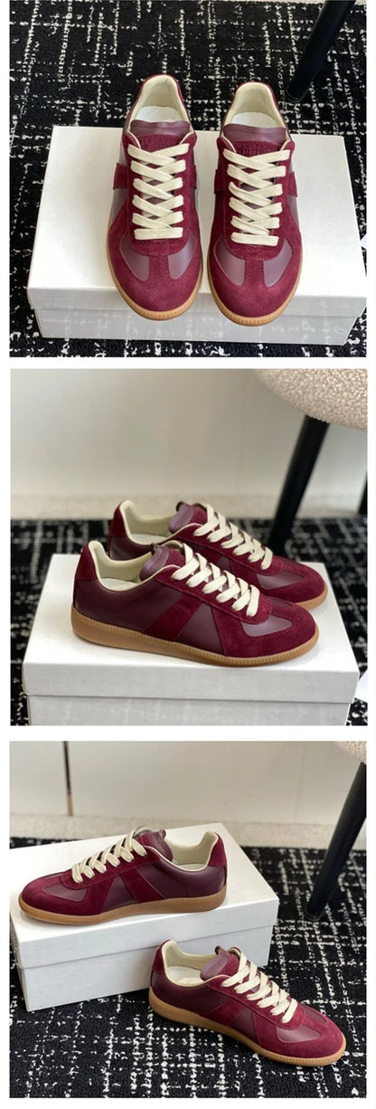 Women's Sneakers 2026 New Genuine Leather Ladies Moral Training Shoes Casual Spring Flat Shoes Women