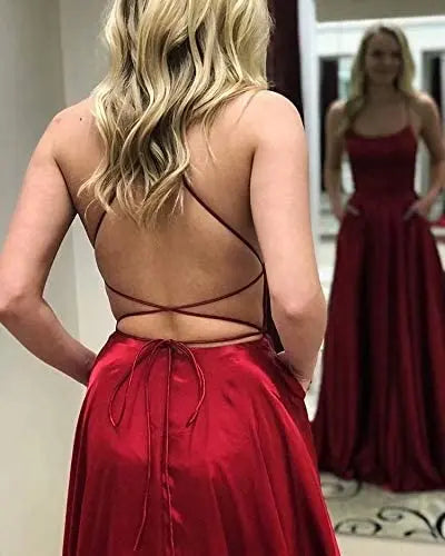 Vestido de Madrinha em Cetim, Estilo Evasê, Fenda, Decote Drapeado, 3 Estilos, com Amarrações, para Eventos Especiais, Vestido de Noite, Vestido de Formatura
