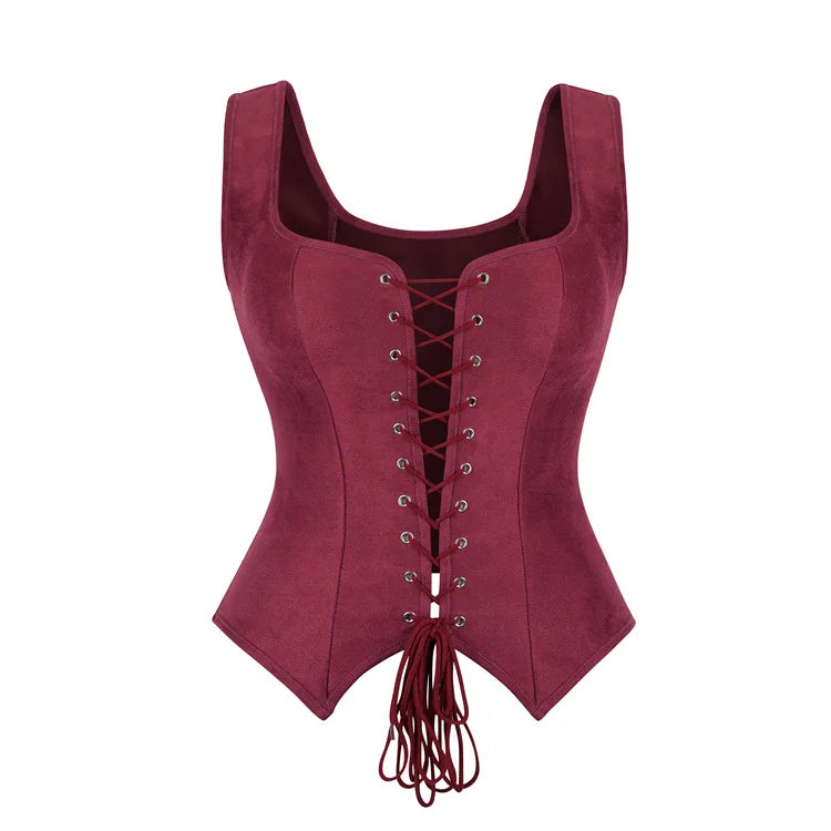 Steampunk Pirate Vest for Women Medieval Viking Bodice Corset Top Renaissance Halloween Cosplay Outfit