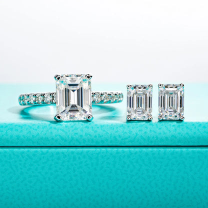 3ct Emerald Cut D Color Moissanite Engagement Rings For Women 925 Sterling Silver Luxury Wedding Ring Jewelry Wholesale