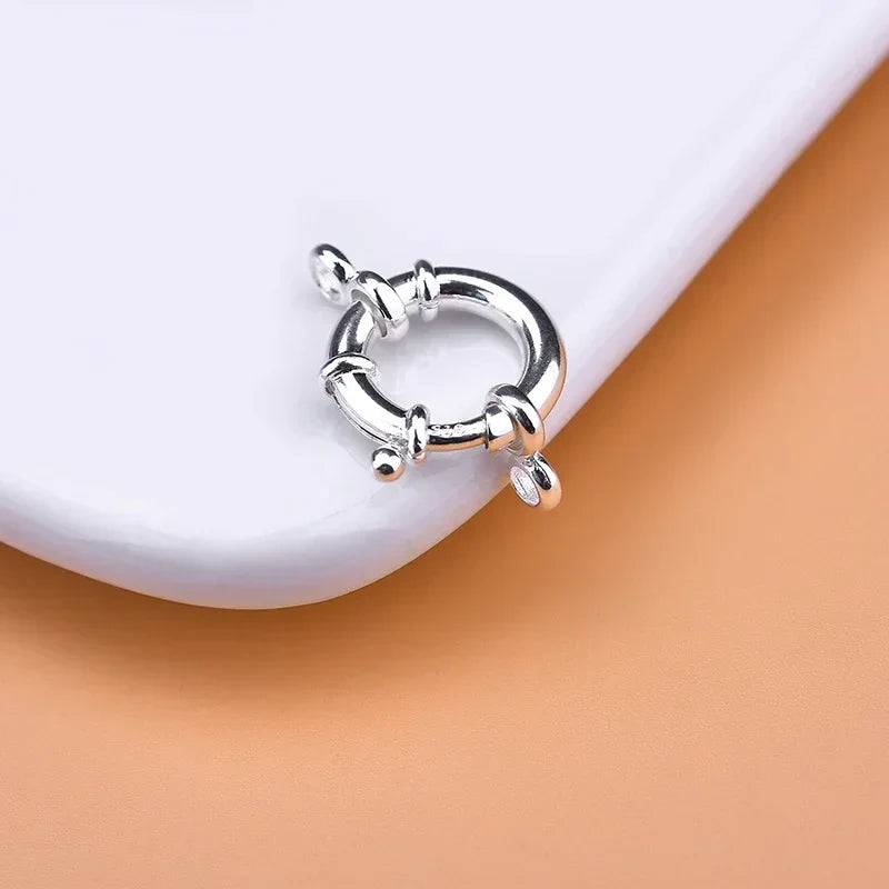 925 Sterling Silver Spring buckle accessories, circle bubble buckle, necklace joint beads buckle, DIY DIY connection buckle