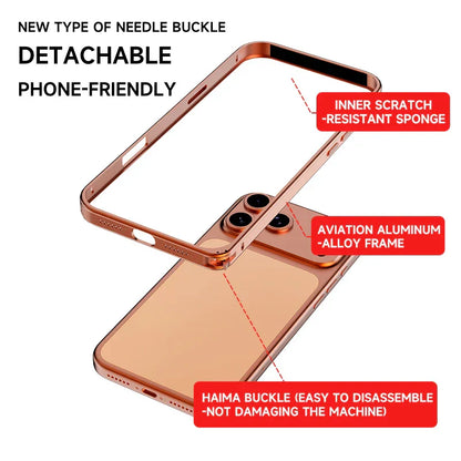 New Metal Anti Slip Border Buckle Heat Dissipation Phone Case For iPhone 17 Pro Max 15 14 13 16 Pro Max Bare Phone Feel Frame