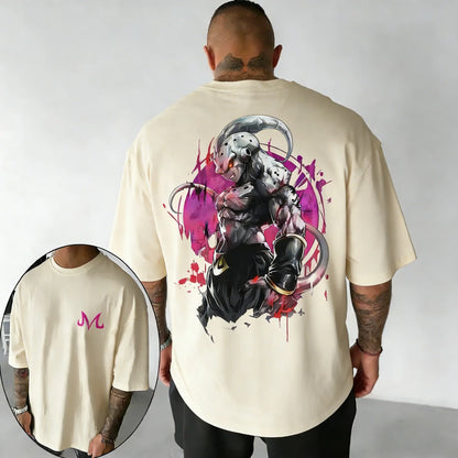 Anime Oversized Cotton T-shirt Summer New Majin Buu Print Neutral Street Hip-hop Loose Casual Short Sleeved Top